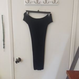 Clingy black off-the-shoulder dress